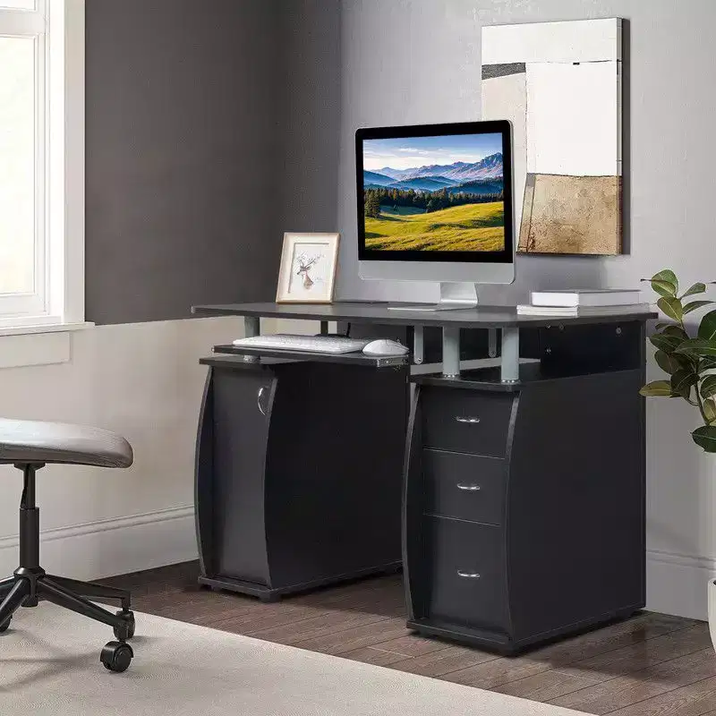 45 Inch Computer Desk with 3 Drawers Power Outlets USB Ports