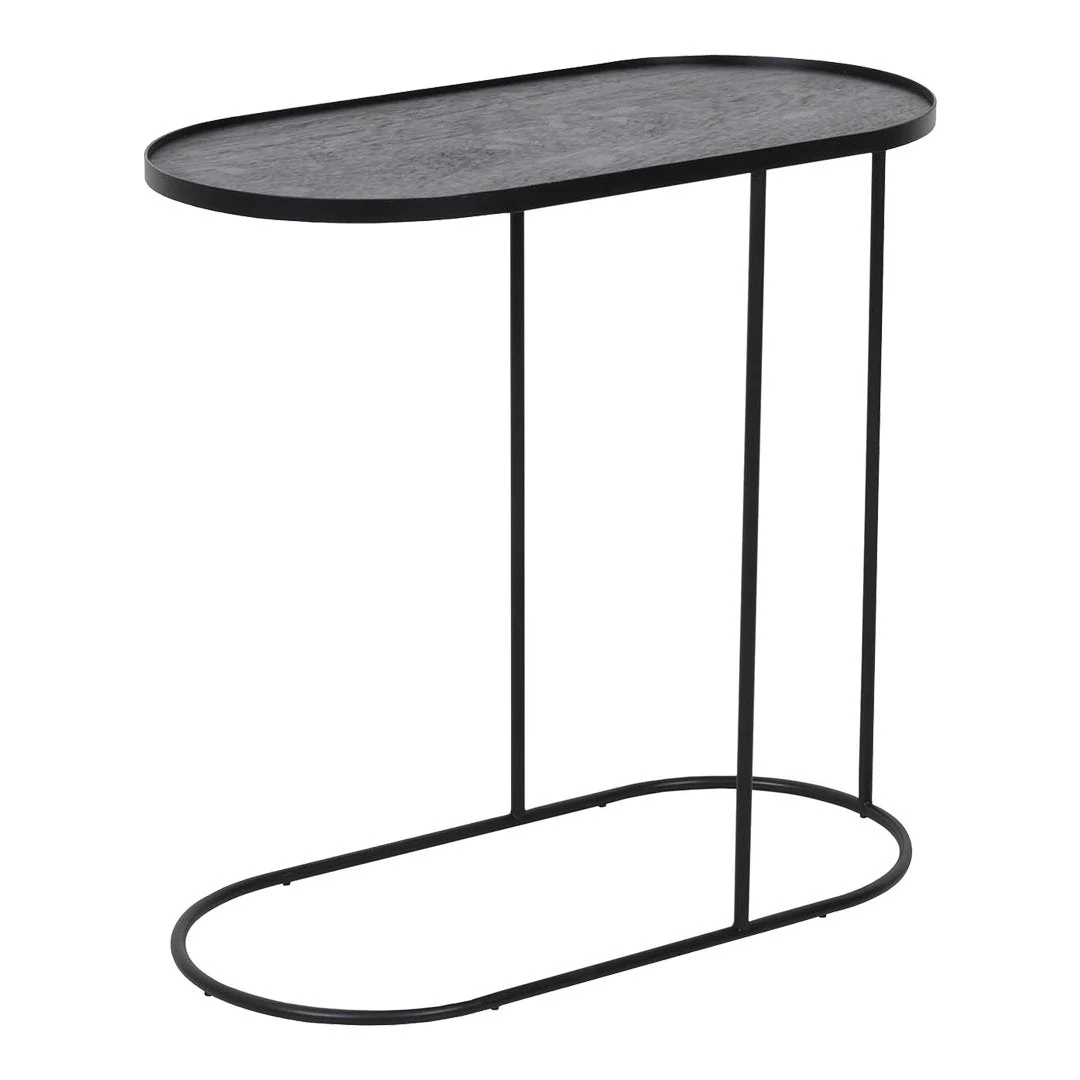 Versatile Wood Side Table with Interchangeable Oblong Tray Top for Living Room