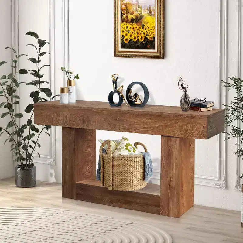 63 inch Console Table for Entryway, Wood Sofa Table Behind The Couch, Farmhouse Entryway Tables for Entrance, Hallway, Living Room