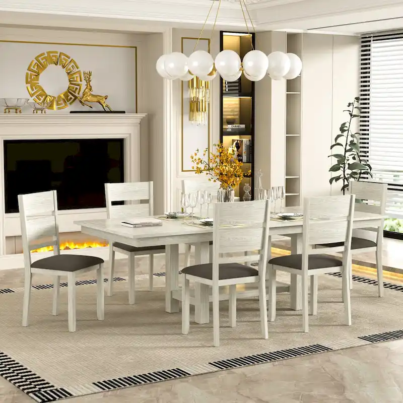 Solid Wood Extendable Dining Table, Seats 6-8, Farmhouse Style - 94W