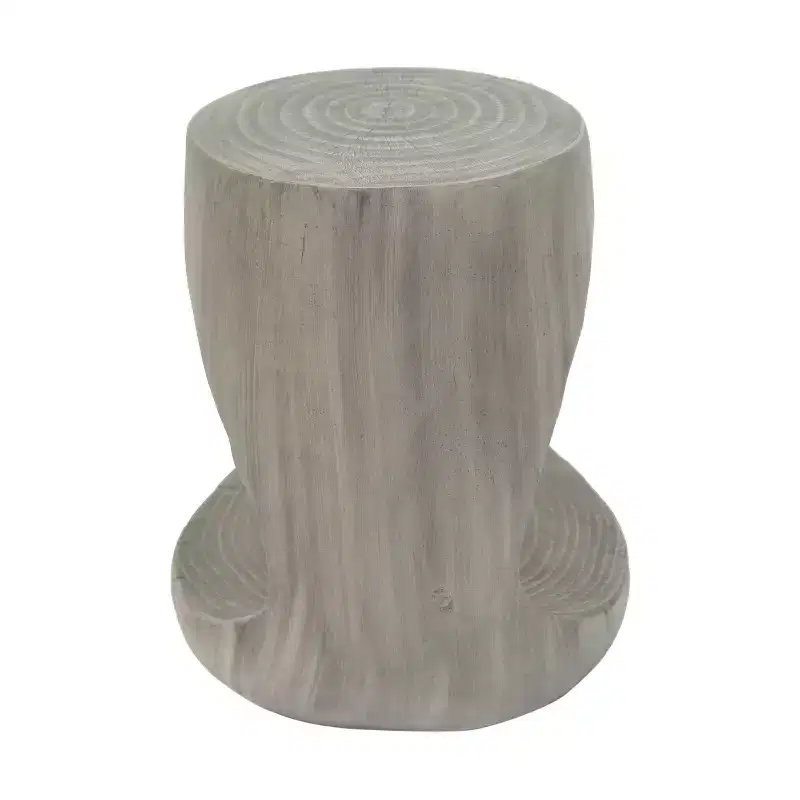 Modern Hollow Console Side Table in Gray, Wood-Like Texture