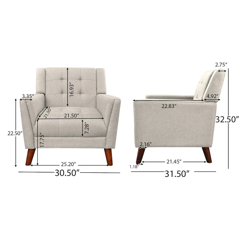 Upholstered Armchair with Tufted Back