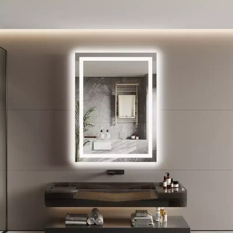 Bathroom Mirror , Frameless Vanity Mirror with Anti-Fog & Dimmable Lights