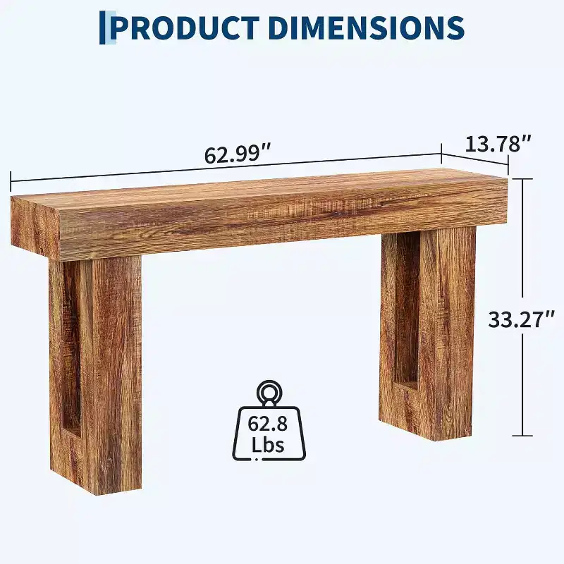 COZONY 63 Inch Long Wood Console Table, Rectangular Farmhouse Water Scratch Resistant for Living Room Hallway Foyer Behind Sofa