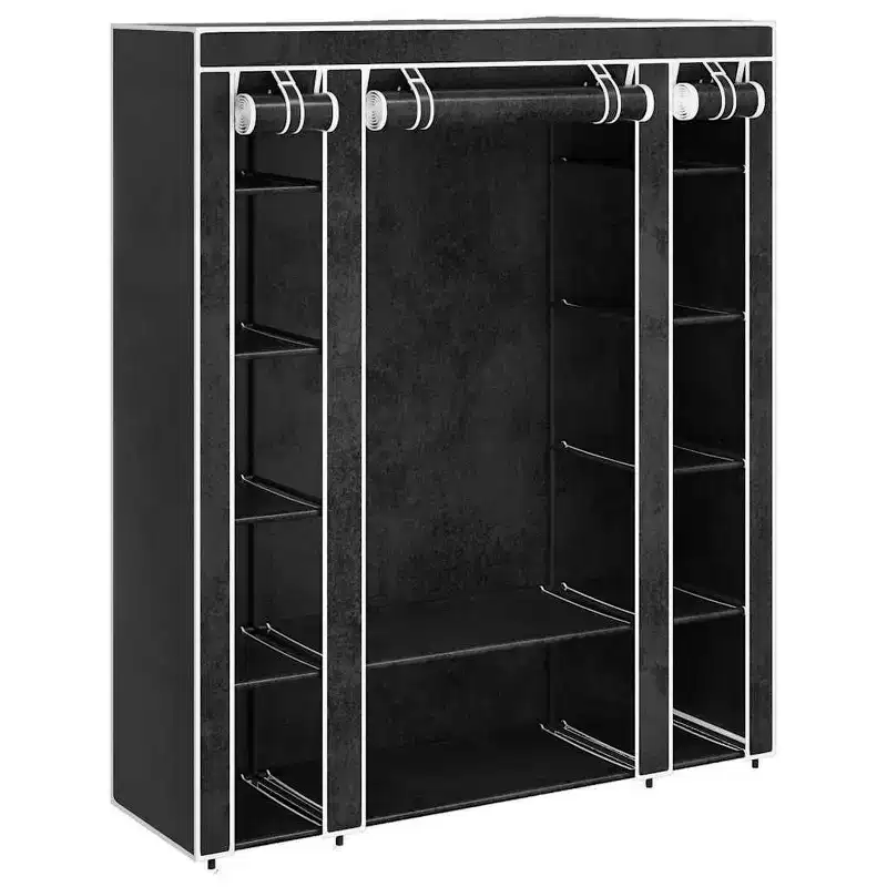 vidaXL Cabinet Black Non-woven Fabric, Iron Collapsible Fabric Wardrobe