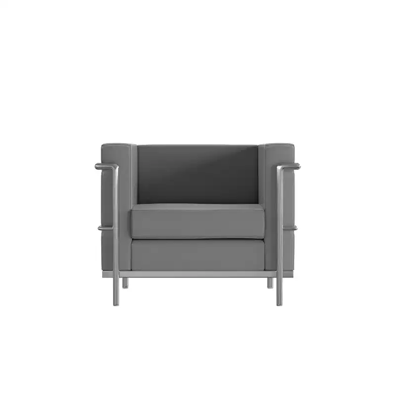 Contemporary LeatherSoft Chair with Double Bar Encasing Frame