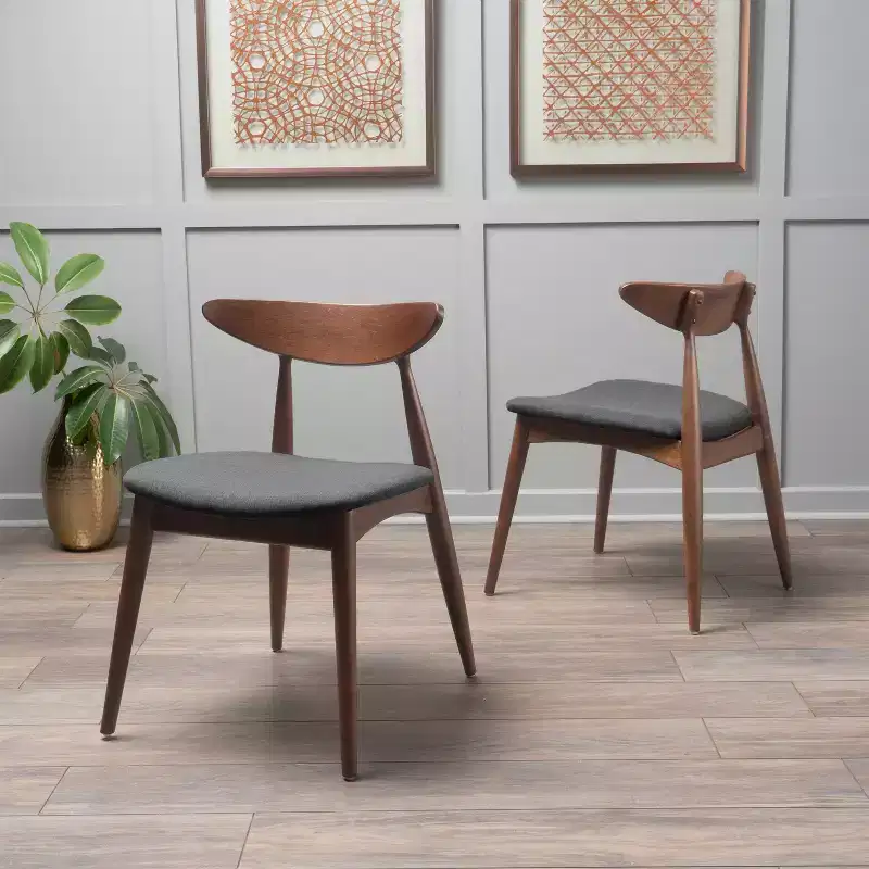 Christopher Knight Home Barron Mid Century Modern Rubberwood Fabric Upholstered Dining Chairs (Set of 2)