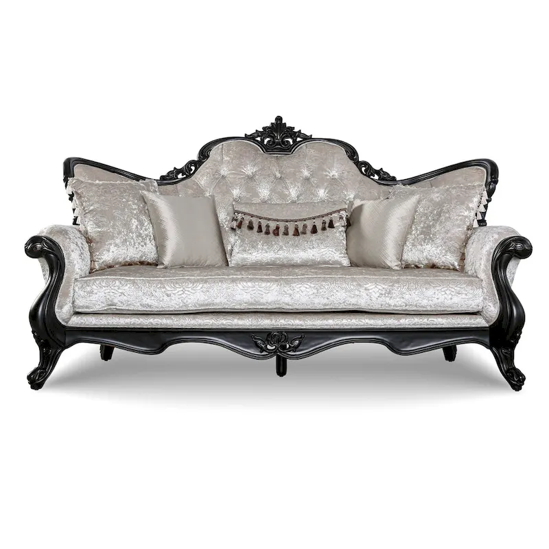 Furniture of America Clarissa Traditional Sofa Set with Button Tufted Back and Accent Pillow