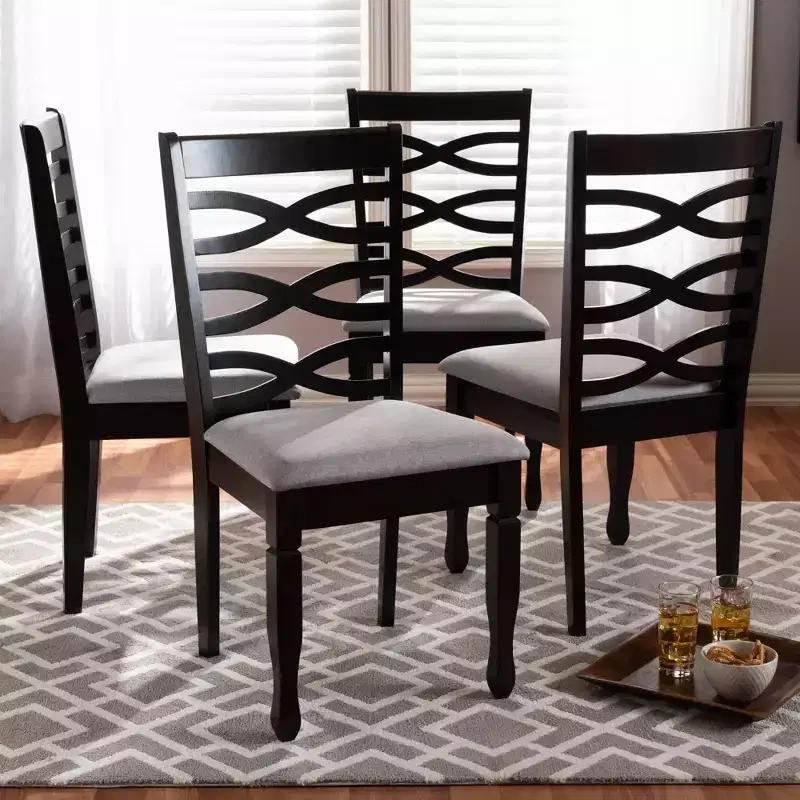 4pc Lanier finished Wood Dining Chairs - Baxton Studio