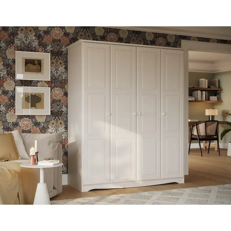 100% Solid Wood Regal 4-Door Wardrobe Armoire by Palace Imports