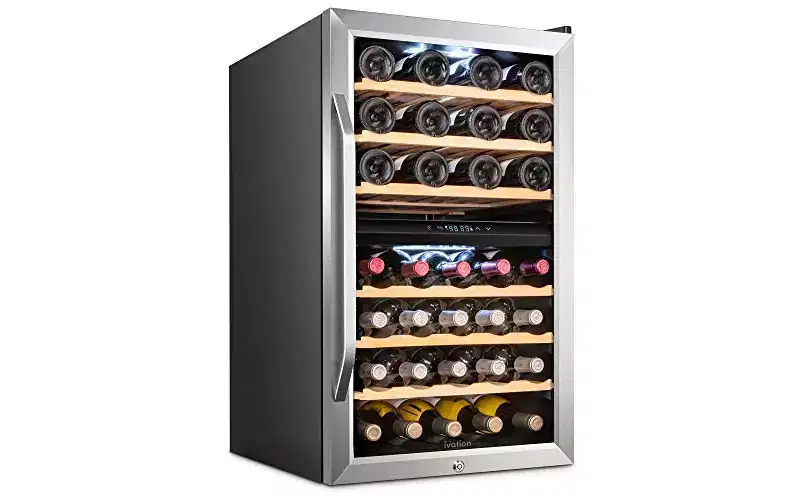 Ivation 43 Bottle Wine Cooler Fridge, Dual Zone Refrigerator with Lock