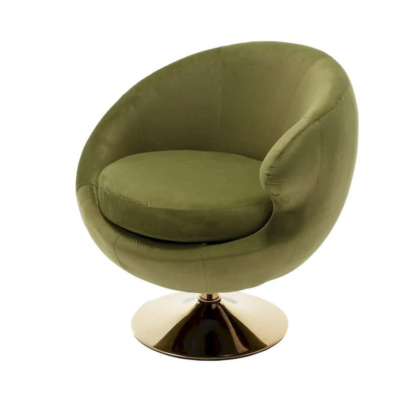 HOMEFUN Velvet 360 Degree Swivel Right Cuddle Barrel Accent Chairs