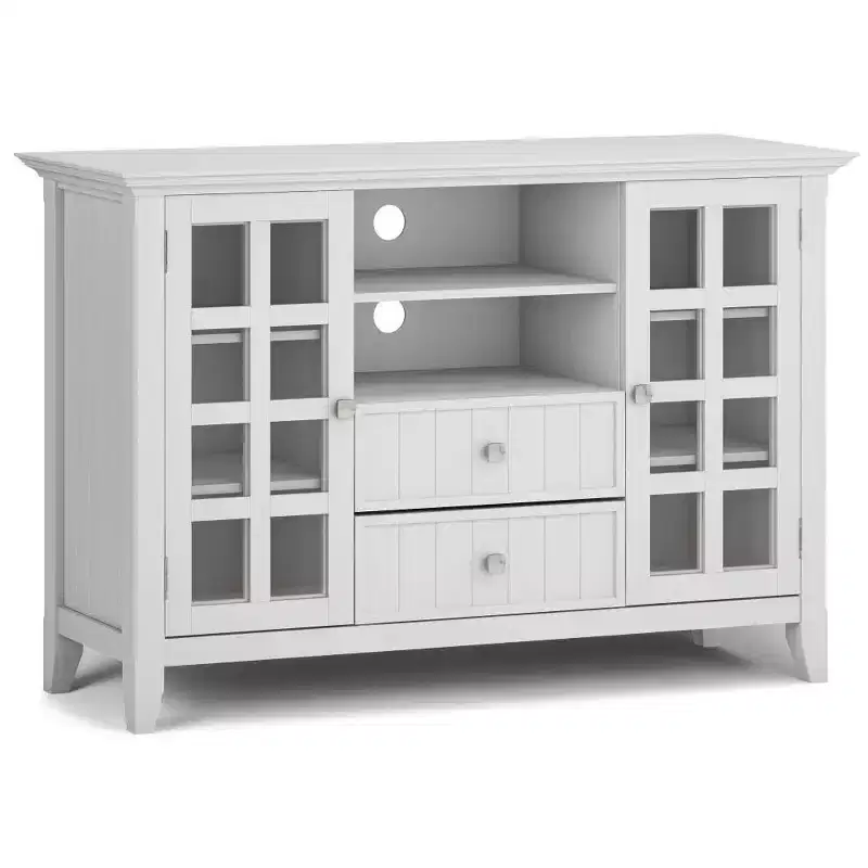 Normandy Tall TV Stand for TVs up to 60" White - WyndenHall: Adjustable Shelves, Pine & Plywood, Media Storage