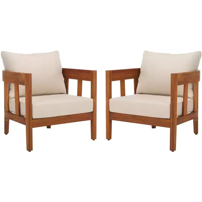 Owen Patio Chair Indoor/Outdoor (Set of 2) - PAT7085 - Natural/Taupe - Safavieh