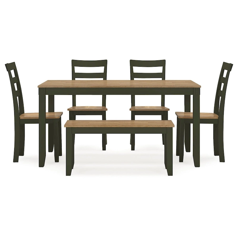 Signature Design by Ashley Gesthaven Dining Table with 4 Chairs and Bench (Set of 6)