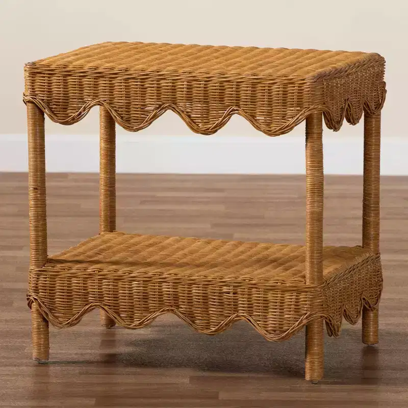 bali & pari Oteria Scalloped Rattan Side Table Light Honey