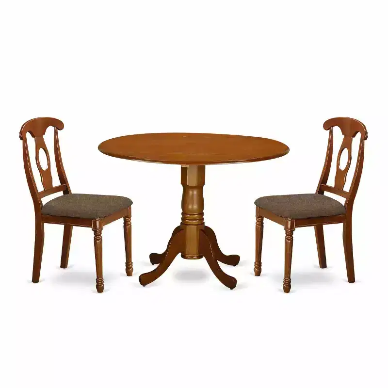 5-Piece Saddle Brown Finish Solid Wood Top - Dining Room Set - Seats 4