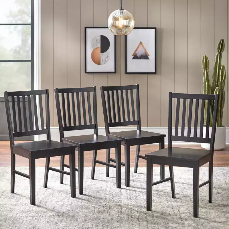 Buylateral Set of 4 Solid Wood Slat Back Dining Chairs