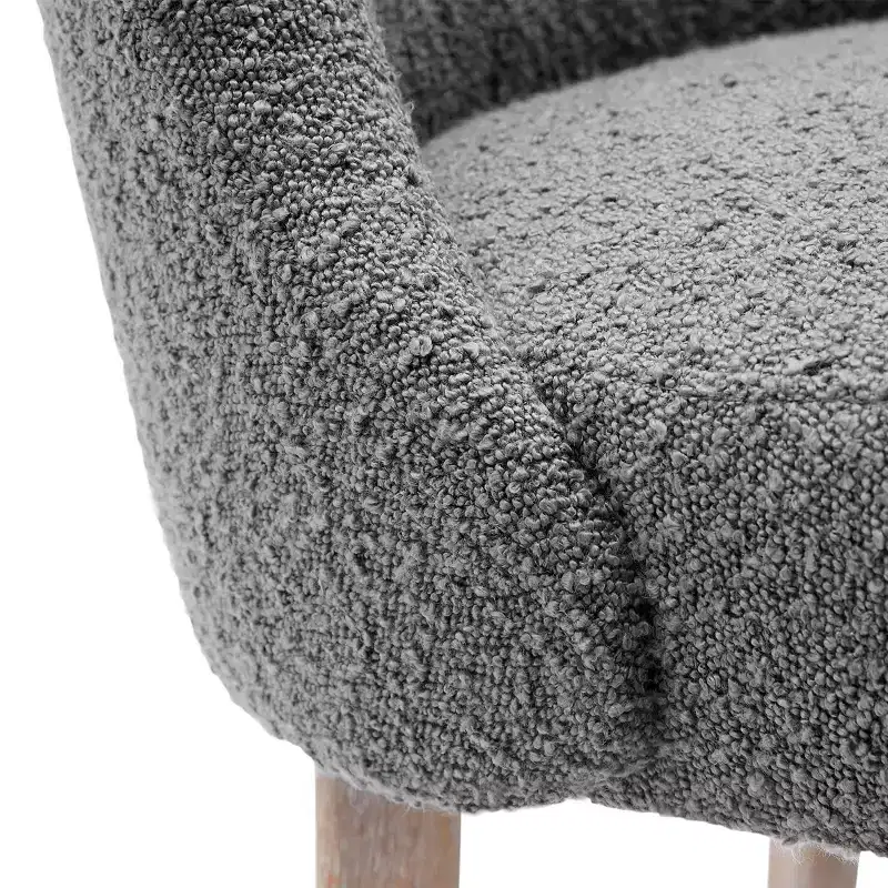 Mid-Century Modern Boucle Upholstered Dining Chair, Set of 6, Water-Resistant Fabric