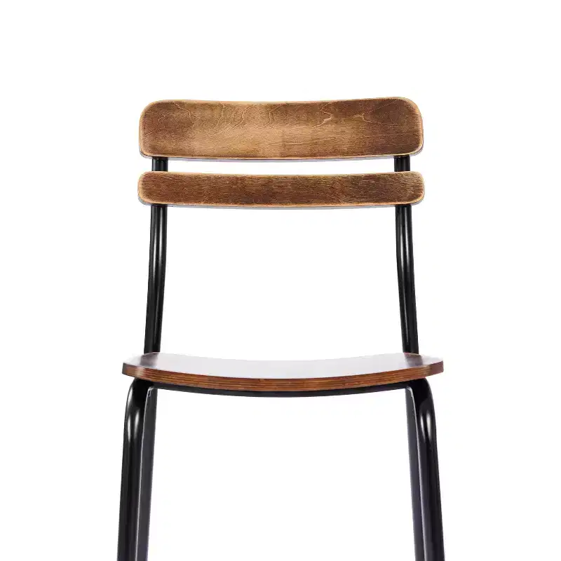 Emma and Oliver Set of 2 Dining Chairs with Metal Frames and Solid Wood Seats and Backs with Antique Finishes