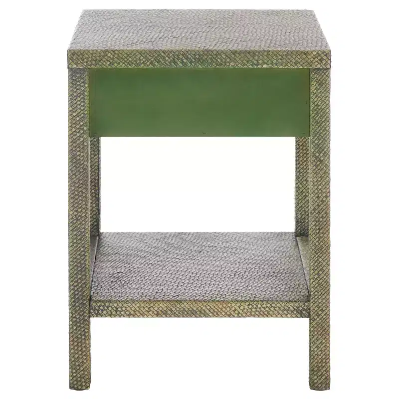 1-Drawer 1-Shelf Water Hyacinth Accent Table, Natural Finish, 16.94 lbs Capacity