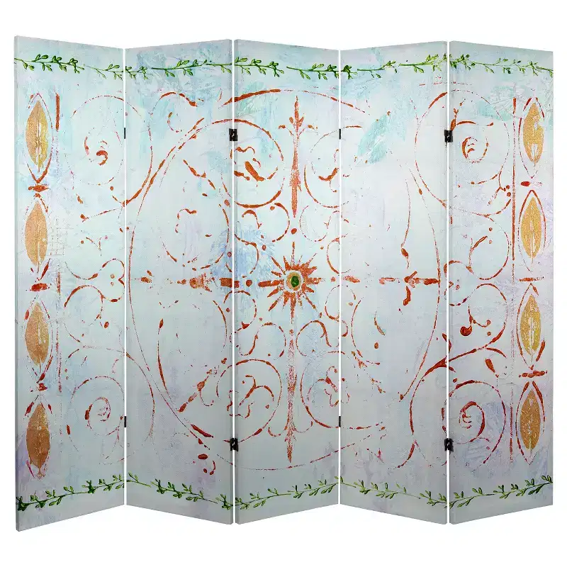 5 ft. Tall Canvas Room Divider - Folding Privacy Screen, No Assembly Required