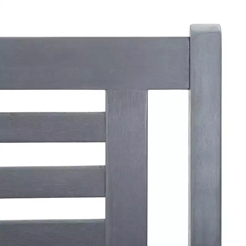 Gray 3-Seater Garden Bench in Solid Eucalyptus Wood