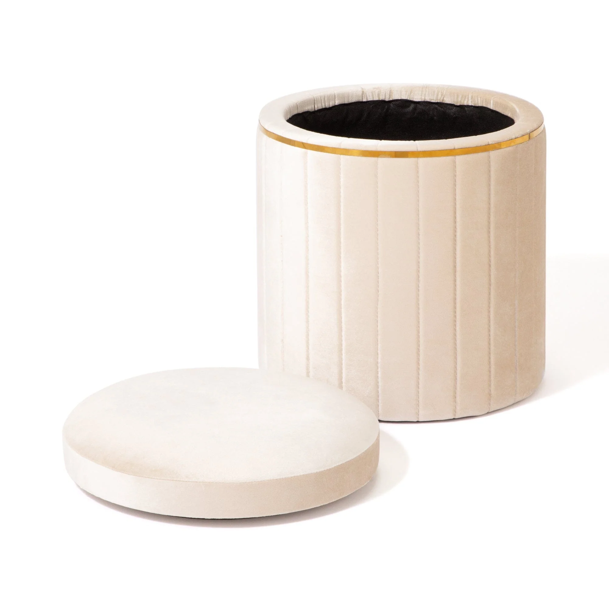 Ivory Upholstered Accent Stool