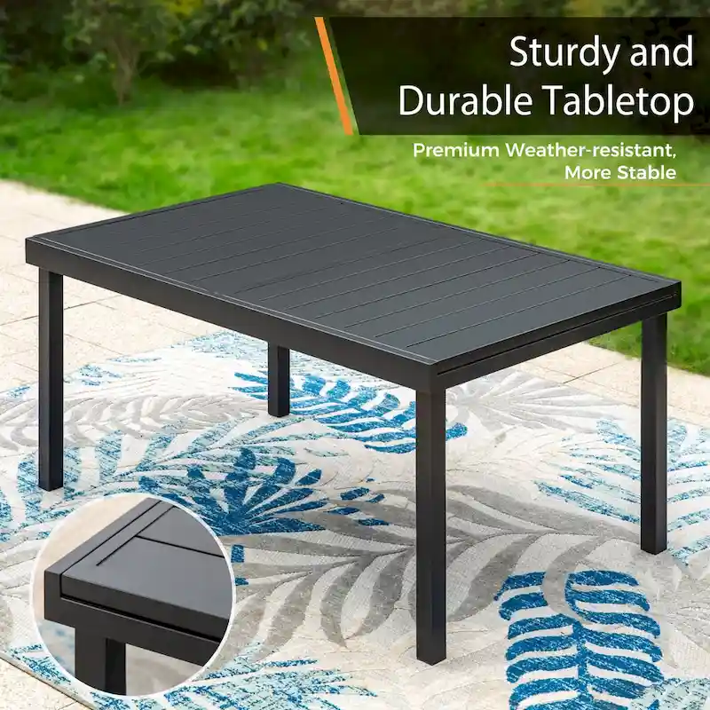 9-Piece Dining Set, 1 Extendable MetalTable and 8 Spring Motion Textilene Chairs