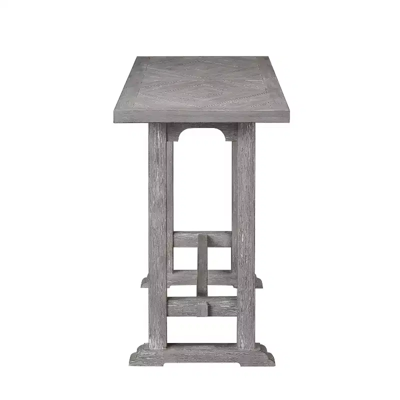 Whitford Sofa Table Dove Gray - Steve Silver Co.: Distressed Wood, Saw Rasping, Double Diamond Inlay