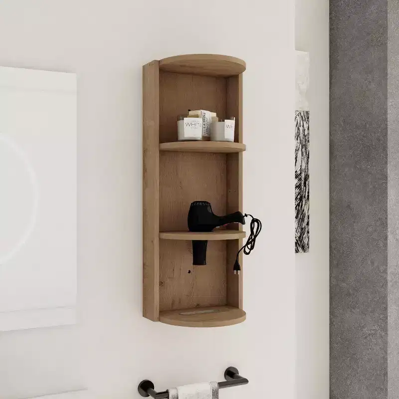 3-Tier Bathroom Corner Shelf with Hair Dryer Holder