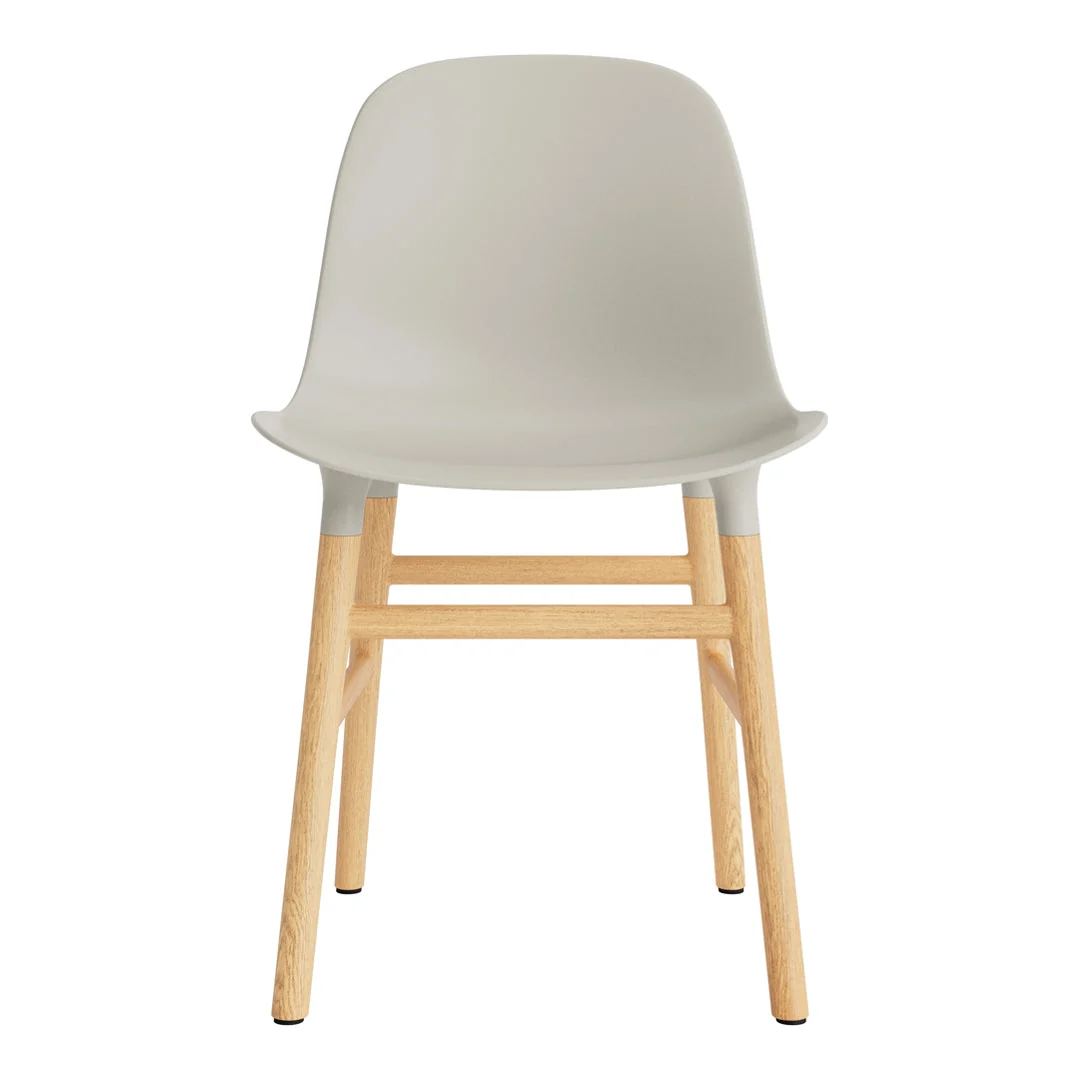 Contemporary Molded Plastic & Oak Side Chair with Integrated Cup-Joint System for Dining Room