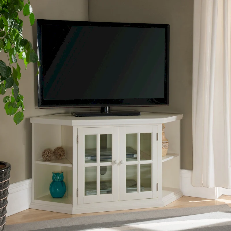 Leick Home Solid Wood Mission Oak Two Door Corner TV Stand