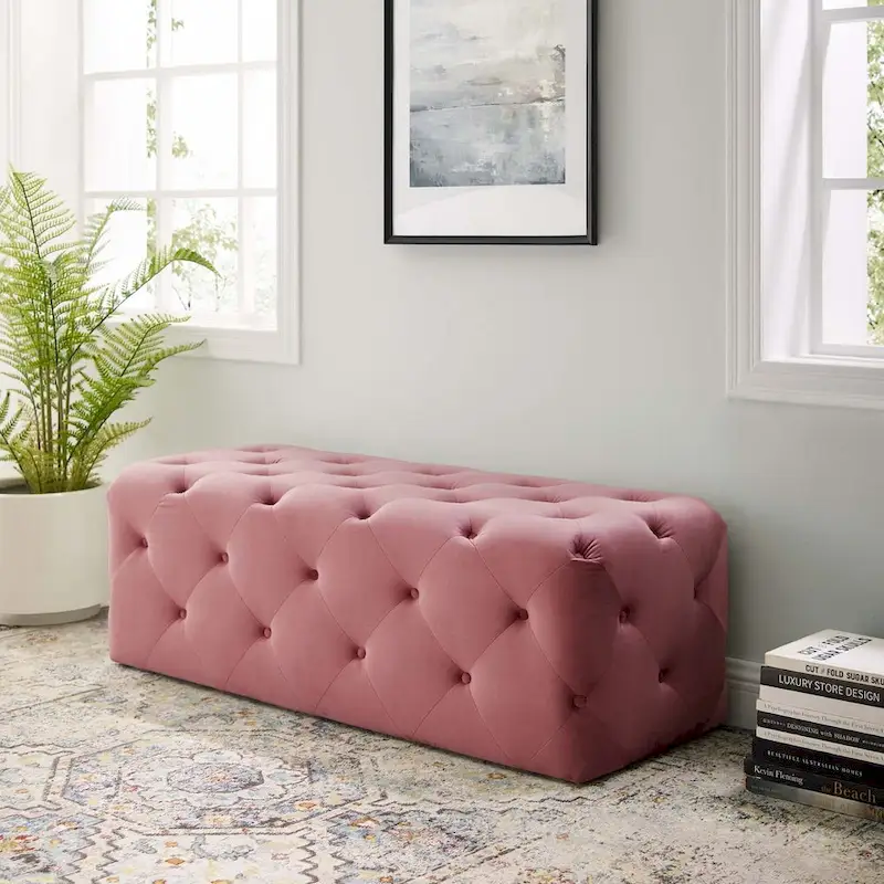 Carson Carrington Ullervad 48-inch Button Tufted Entryway Velvet Bench