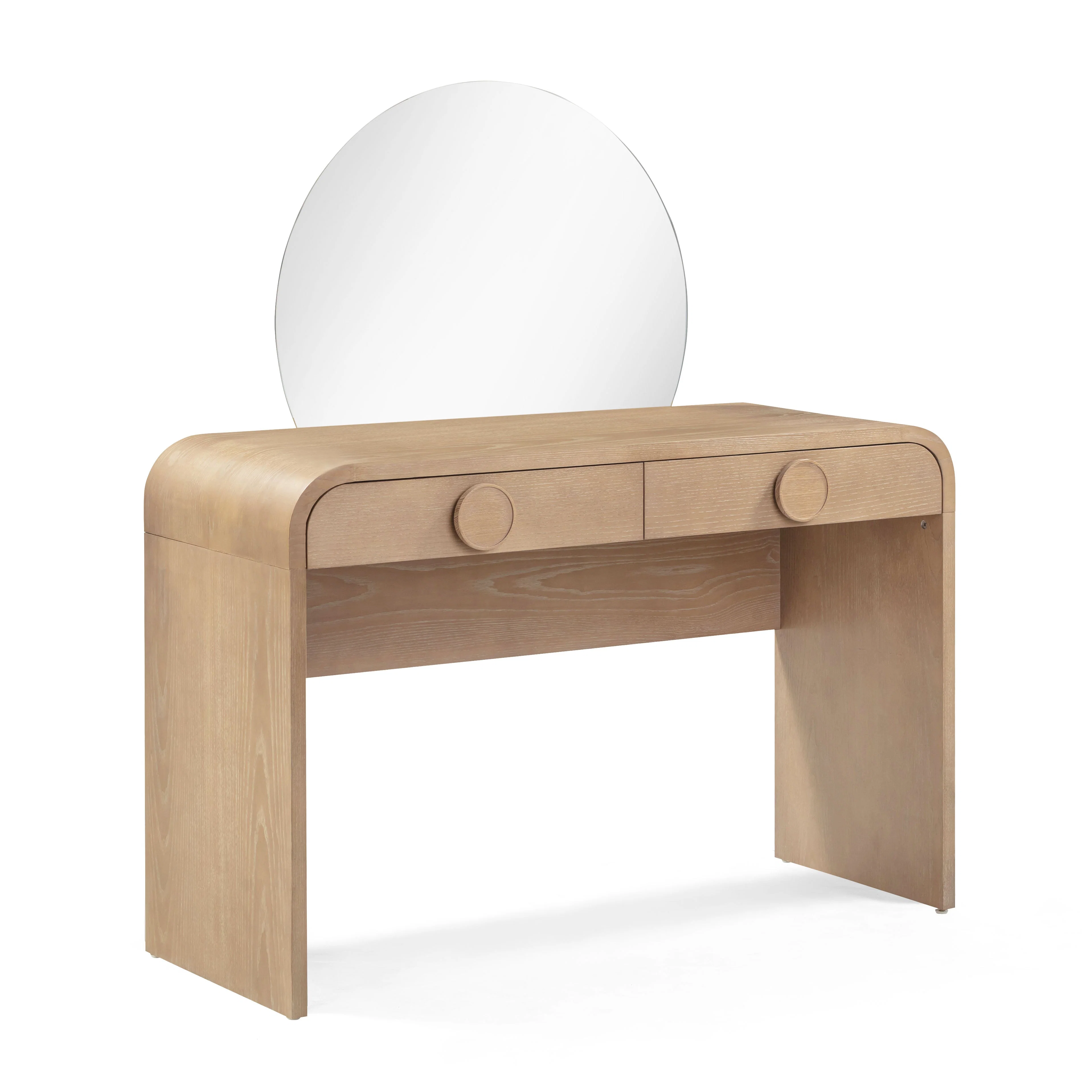 48 Natural Ash 2-Drawer Vanity Desk with Mirror