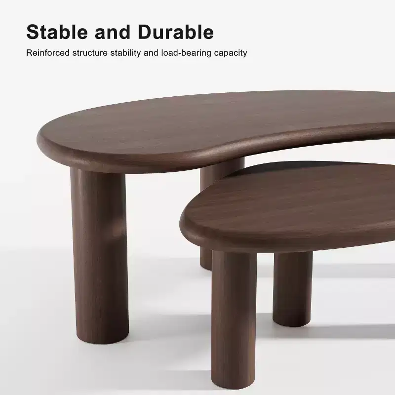 PexFix Cashew Solid Wood Coffee Table Sofa Side Table Set