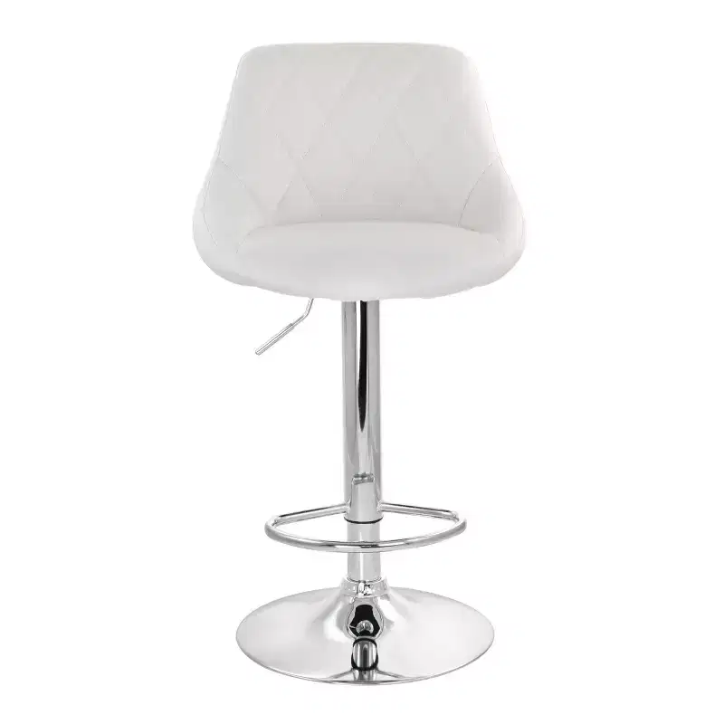 Elama 2 Piece Diamond Stitched Faux Leather Bar Stool in Black with Chrome Base and Adjustable Height