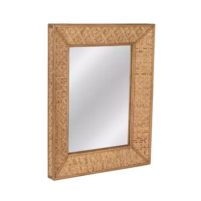 Handwoven Rattan Rectangle Wall Mirror