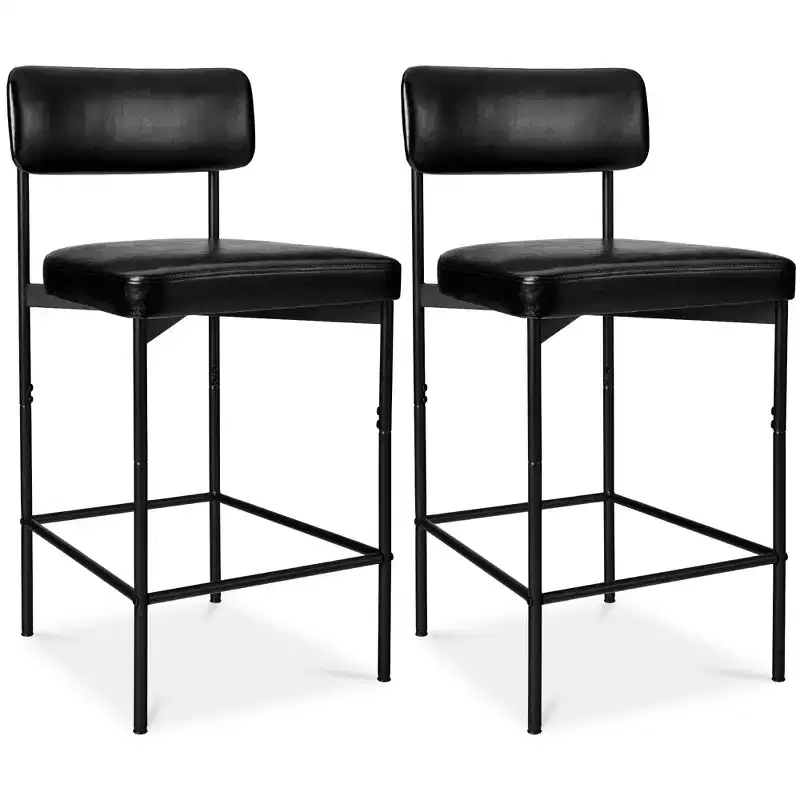 Best Choice Products Set of 2 Faux Leather Counter Stools for Kitchen Island and Dining w/ Metal Frame