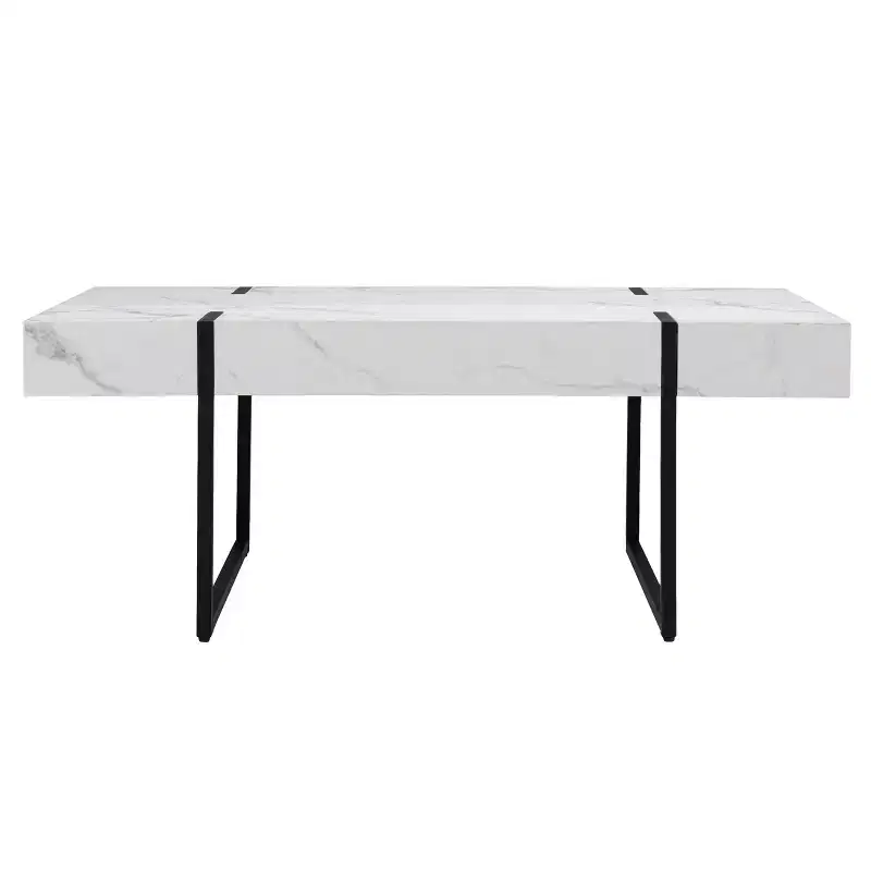 Modern Faux Marble Cocktail Table - White