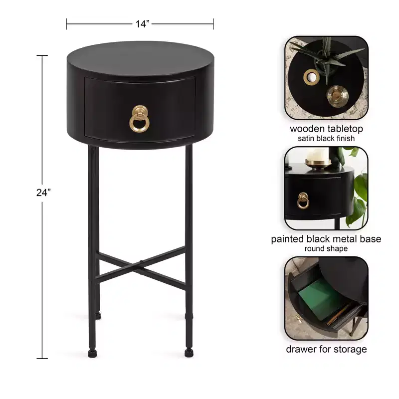Kate and Laurel Decklyn Glam Round Side Table