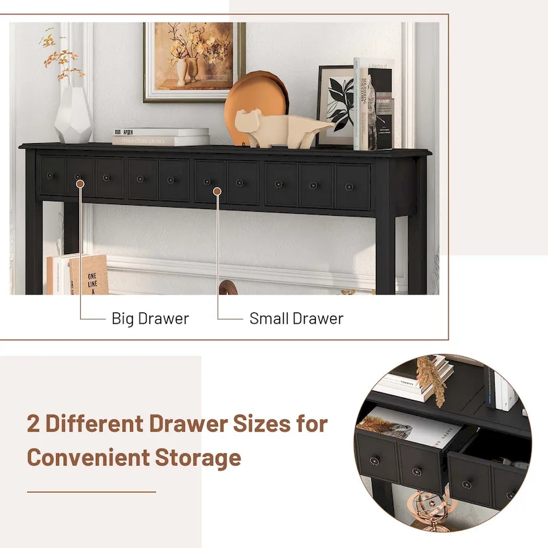Costway 60 Console Table Retro Entryway Sofa Table with 4 Drawers & - See Details