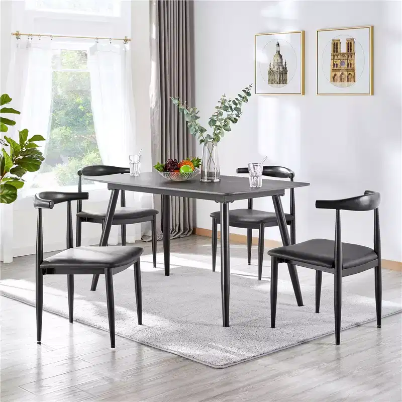Yaheetech Set of 4 Modern Dining Chairs with Metal Legs, Black