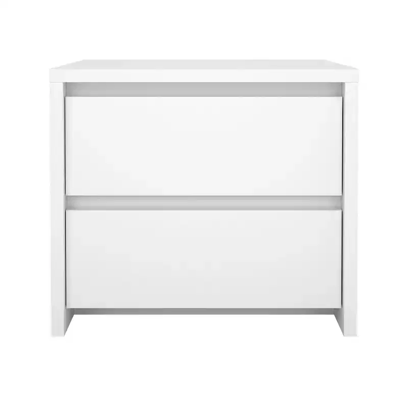 2-Drawer Nightstand, Jackson Hickory/White High Gloss & White, Single