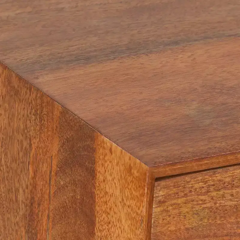 Royal Hampton Bedside Nightstand Table with 2 Drawers and Brass Knobs, Mango Wood Construction