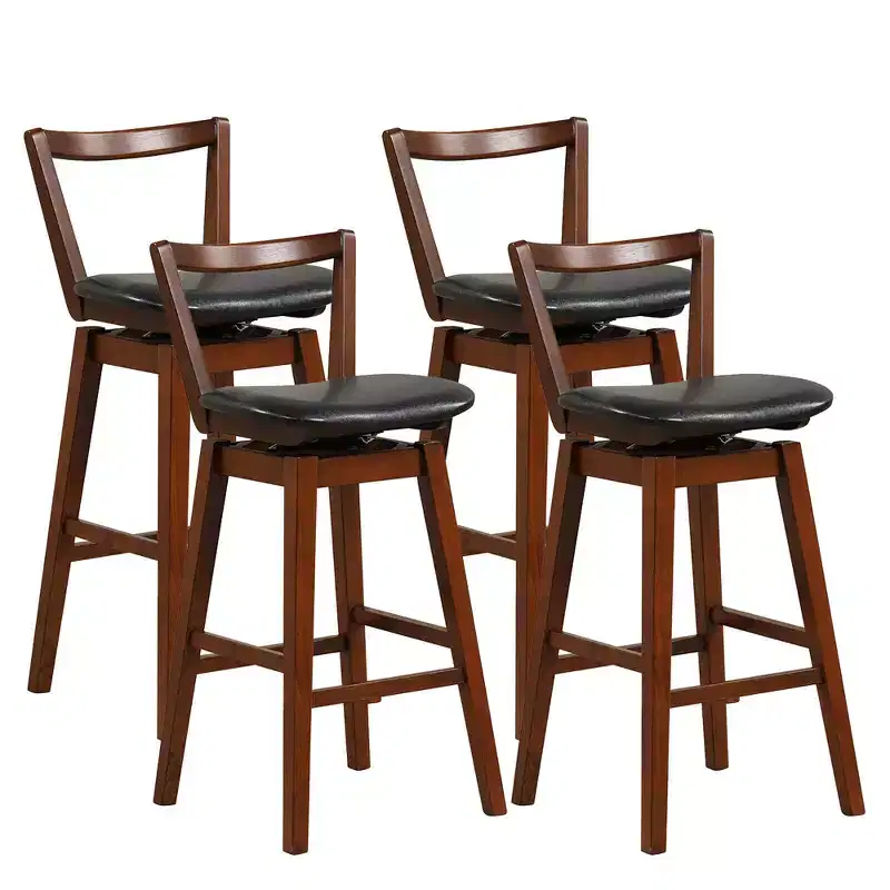 Costway Swivel Bar Height Bar Stool Set of 4 30.5 Upholstered PU Leather Kitchen