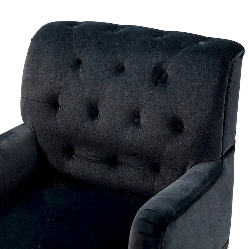 Geltrude Transitional Upholstered Button Tufted Club Chair with turned wooden Legs by HULALA HOME