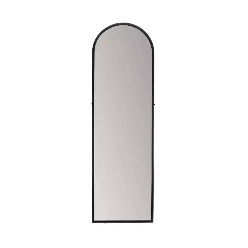 Black Arched Mirror: 60-in Modern Floor, Metal Frame, Freestanding, 18-in Wide