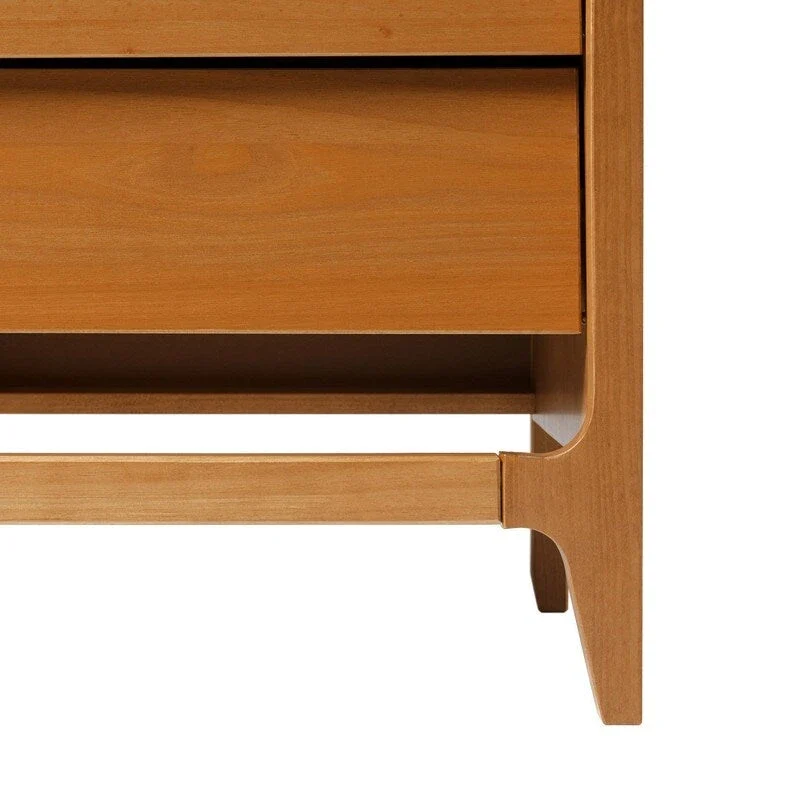 Solid Pine Nightstand – Walnut / Caramel, Angled Drawer Front, Scandinavian Minimalist Style