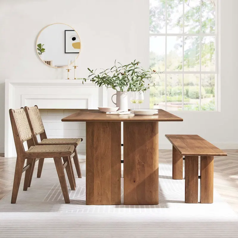 Amistad 72 Wood Dining Table and Bench Set